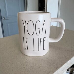 Rae Dunn Cream 'Yoga Is Life' Mug